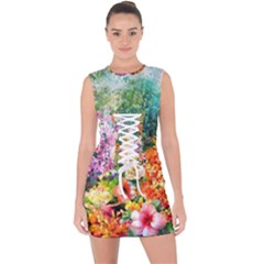 Forest Flowers  Lace Up Front Bodycon Dress by ArtsyWishy
