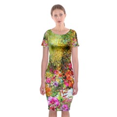 Forest Flowers  Classic Short Sleeve Midi Dress by ArtsyWishy