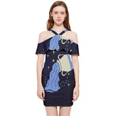 Aquarius Horoscope Astrology Zodiac Shoulder Frill Bodycon Summer Dress