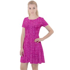 Pink Denim Design  Cap Sleeve Velour Dress  by ArtsyWishy