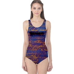 Majestic Purple And Gold Design One Piece Swimsuit by ArtsyWishy