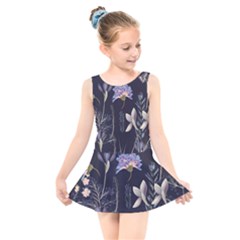 Butterflies And Flowers Painting Kids  Skater Dress Swimsuit by ArtsyWishy