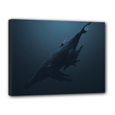 Blue Whale Family Canvas 16  X 12  (stretched) by goljakoff