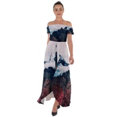 Dream Whale Off Shoulder Open Front Chiffon Dress by goljakoff