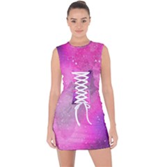 Purple Space Lace Up Front Bodycon Dress by goljakoff