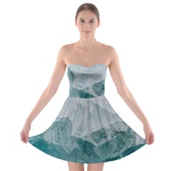 Blue Green Waves Strapless Bra Top Dress by goljakoff