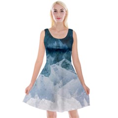 Blue Ocean Waves Reversible Velvet Sleeveless Dress by goljakoff