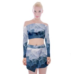 Blue Mountain Off Shoulder Top With Mini Skirt Set by goljakoff