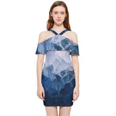 Blue Mountain Shoulder Frill Bodycon Summer Dress by goljakoff