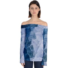 Blue Waves Off Shoulder Long Sleeve Top by goljakoff