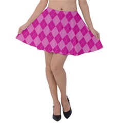 Pink Diamond Pattern Velvet Skater Skirt by ArtsyWishy