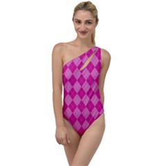 Pink Diamond Pattern To One Side Swimsuit by ArtsyWishy