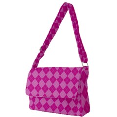 Pink Diamond Pattern Full Print Messenger Bag (s) by ArtsyWishy