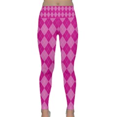 Pink Diamond Pattern Lightweight Velour Classic Yoga Leggings by ArtsyWishy
