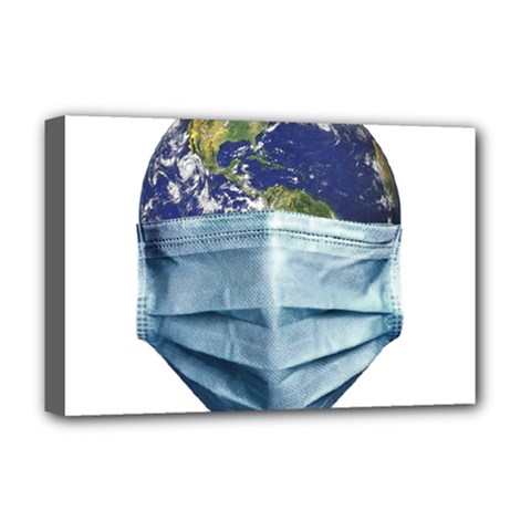 Earth With Face Mask Pandemic Concept Deluxe Canvas 18  X 12  (stretched) by dflcprintsclothing