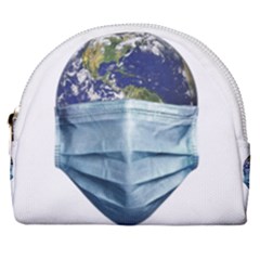 Earth With Face Mask Pandemic Concept Horseshoe Style Canvas Pouch by dflcprintsclothing