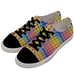 Digital Paper Stripes Rainbow Colors Men s Low Top Canvas Sneakers