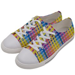 Digital Paper Stripes Rainbow Colors Women s Low Top Canvas Sneakers by HermanTelo