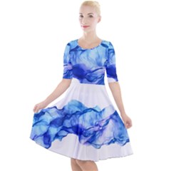 Blue Smoke Quarter Sleeve A-line Dress by goljakoff