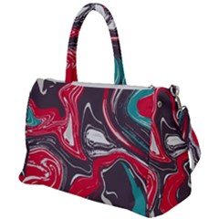 Red Vivid Marble Pattern 3 Duffel Travel Bag by goljakoff