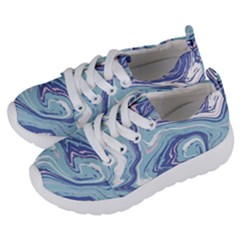 Blue Vivid Marble Pattern Kids  Lightweight Sports Shoes by goljakoff