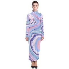 Rose And Blue Vivid Marble Pattern 11 Turtleneck Maxi Dress by goljakoff