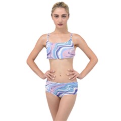 Rose And Blue Vivid Marble Pattern 11 Layered Top Bikini Set by goljakoff
