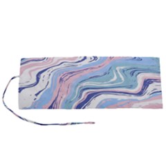 Rose And Blue Vivid Marble Pattern 11 Roll Up Canvas Pencil Holder (s) by goljakoff