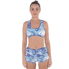 Blue Vivid Marble Pattern 12 Racerback Boyleg Bikini Set by goljakoff