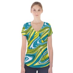 Vector Vivid Marble Pattern 13 Short Sleeve Front Detail Top by goljakoff