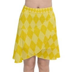 Yellow Diamonds Chiffon Wrap Front Skirt by ArtsyWishy