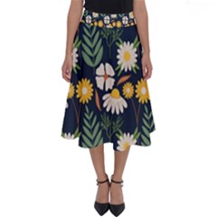 Flower Grey Pattern Floral Perfect Length Midi Skirt by Dutashop