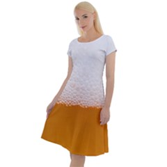 Beer Foam Bubbles Alcohol  Glass Classic Short Sleeve Dress by Amaryn4rt