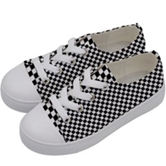Black And White Checkerboard Background Board Checker Kids  Low Top Canvas Sneakers by Amaryn4rt