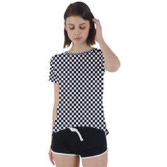 Black And White Checkerboard Background Board Checker Short Sleeve Foldover Tee by Amaryn4rt