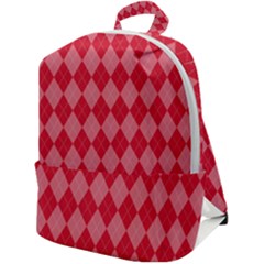 Red Diamonds Zip Up Backpack