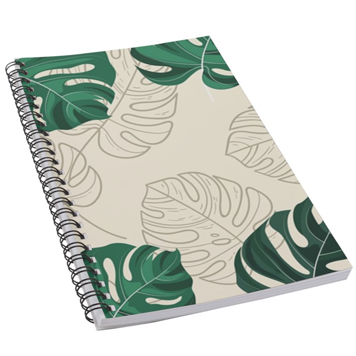 Green Monstera Leaf Illustrations 5.5  x 8.5  Notebook