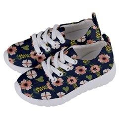Flower White Grey Pattern Floral Kids  Lightweight Sports Shoes by Dutashop