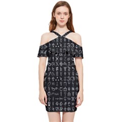 Alchemical Symbols - Collected Inverted Shoulder Frill Bodycon Summer Dress by WetdryvacsLair