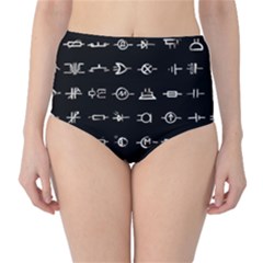 Electrical Symbols Callgraphy Short Run Inverted Classic High-waist Bikini Bottoms by WetdryvacsLair