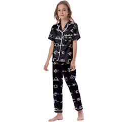 Electrical Symbols Callgraphy Short Run Inverted Kids  Satin Short Sleeve Pajamas Set by WetdryvacsLair