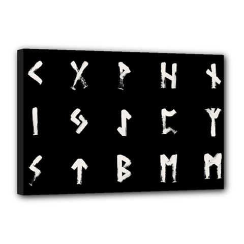 Elder Futhark Rune Set Collected Inverted Canvas 18  X 12  (stretched) by WetdryvacsLair