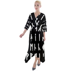 Complete Dalecarlian Rune Set Inverted Quarter Sleeve Wrap Front Maxi Dress by WetdryvacsLair
