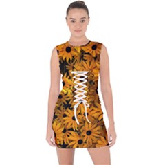 Rudbeckias  Lace Up Front Bodycon Dress by Sobalvarro