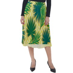 Yellow Tropical Pattern Classic Velour Midi Skirt  by designsbymallika