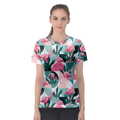 Beautiful Flamingo Pattern Women s Sport Mesh Tee by designsbymallika