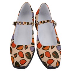 Orange Blue Leaves Pattern Women s Mary Jane Shoes by designsbymallika