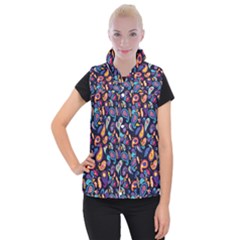 Paisley Baatik Purple Print Women s Button Up Vest by designsbymallika