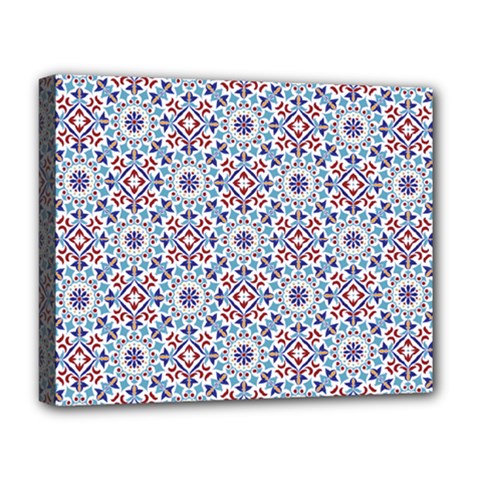 Blue Tile Pattern Deluxe Canvas 20  X 16  (stretched) by designsbymallika