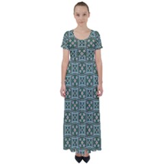 Ornamental Pattern High Waist Short Sleeve Maxi Dress by designsbymallika
